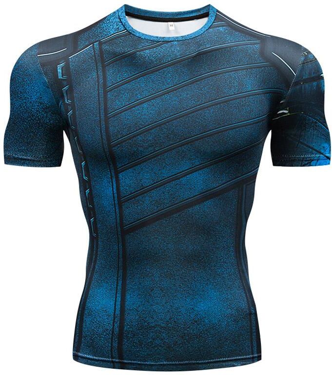 rocacorp Mens Training Compression Shirt 3D Printed T-shirts Quick Dry Running Tights Short Sleeve Sportswear Workout Clothes