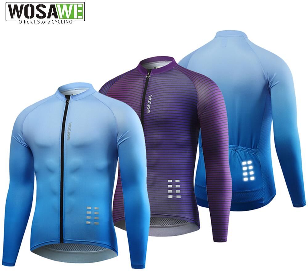 Cycling Jersey WOSAWE Mens Breathable MTB Bike Tops Sportswear