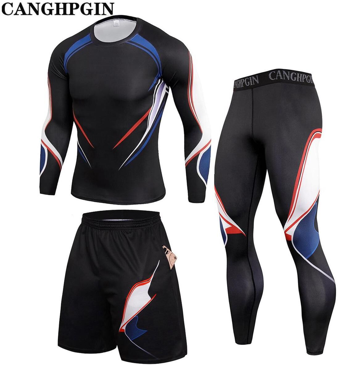 CANGHPGIN 3Pcs Men's Cycling Clothes Fitness Clothes Men's Casual Sportswear Basketball Suits Size S-XXXL