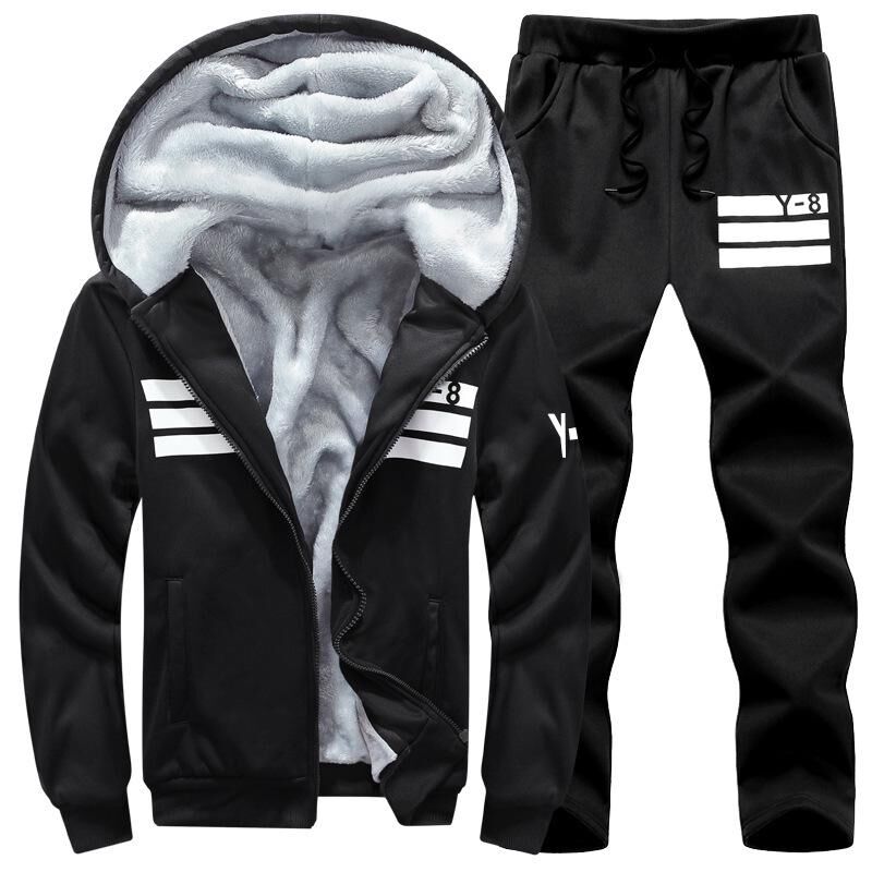 hexing-Men Sportswear Plus Size 9xl Winter Tracksuit Men Sweatshirt Sporting Set Fleece Thick Hooded Running Sportsuit