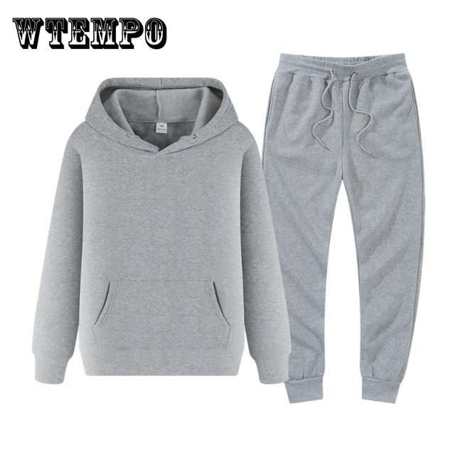 WTEMPO Men's Sportswear Winter Fleece Hoodie Pants Suit Fashion Jogging Sportswear Sportswear Undefined Clothing