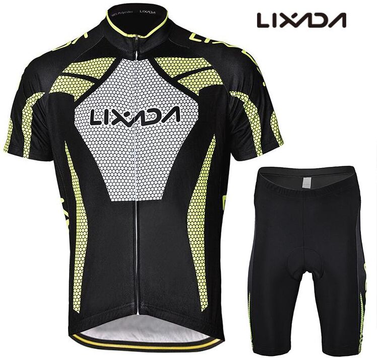 Lixada Men's Short Sleeve Cycling Jersey Padded  Short Sportswear Suit Set Breathable Cycling Cloth Set