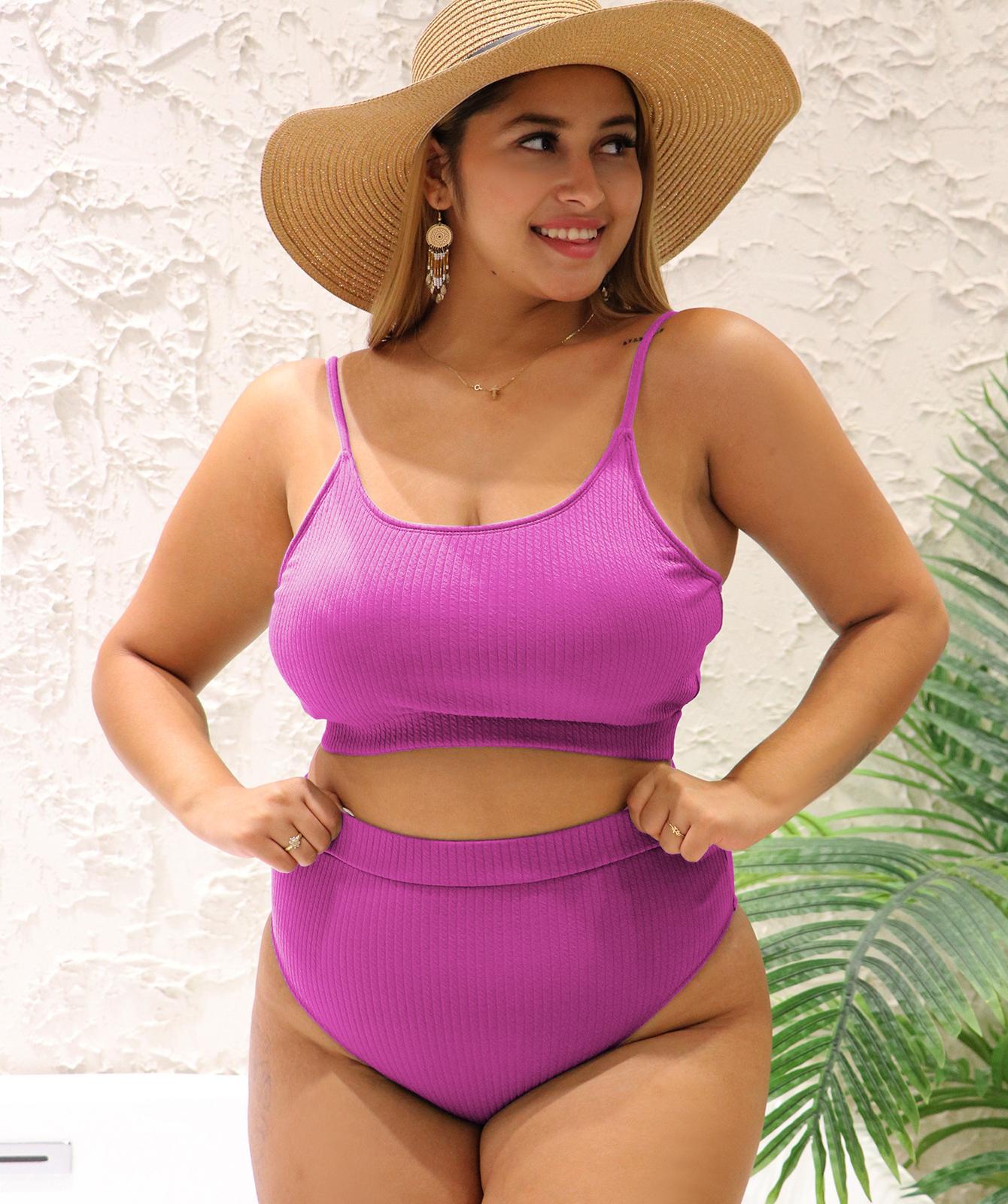 Ayseguney Women Beachwear Women's Solid Color Swimwear Swimsuit Two Piece Beachwear Bikini Tankini Plus Size Bathing Suits