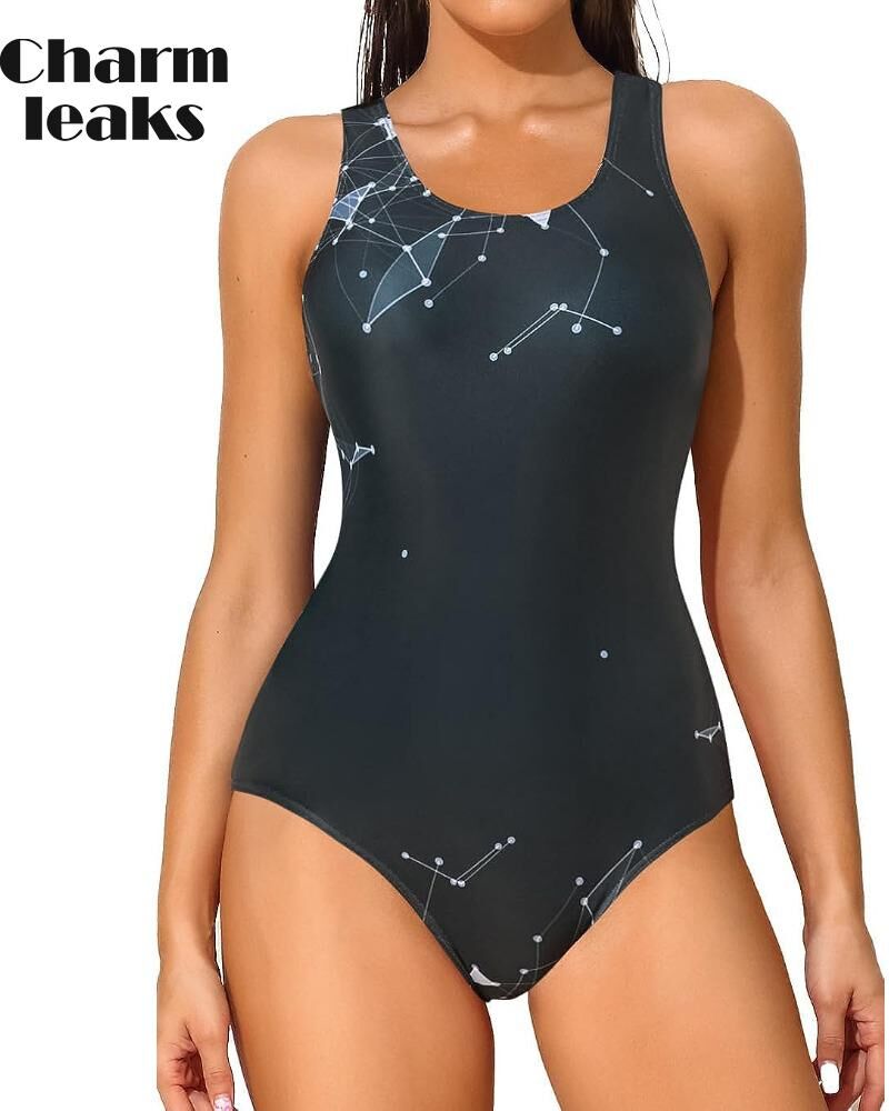 Charmleaks Women's Sports One-piece Swimsuit Abdominal Slim-fit Swimwear