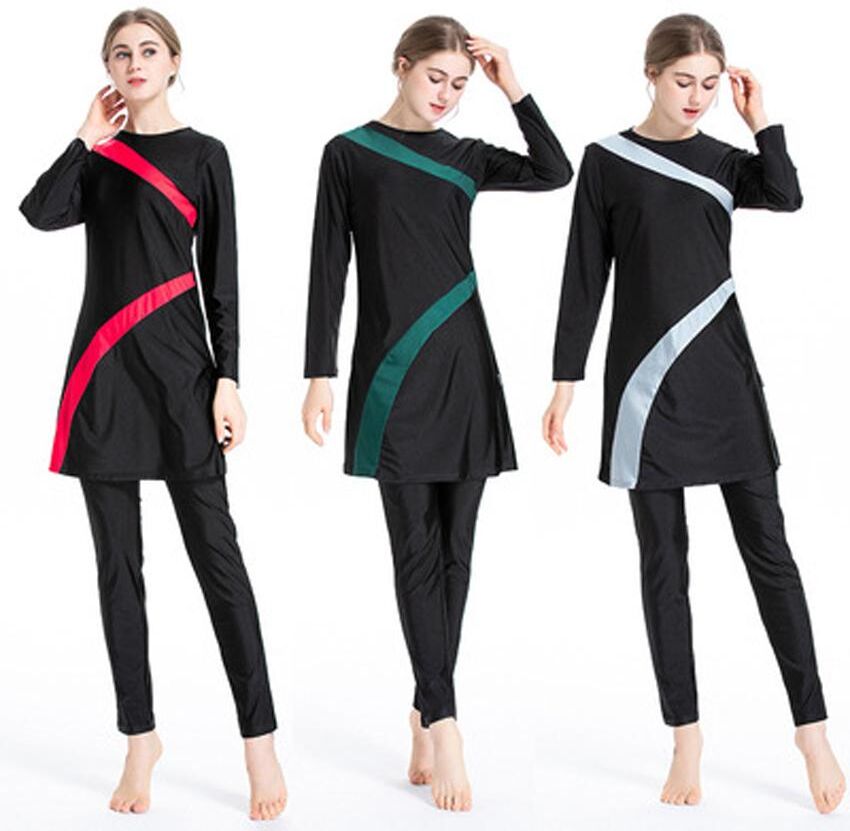 Hapyline Women's High Elasticity Swimsuit Muslim Beach Swimwear Burkini Full Cover Islamic Beachwear