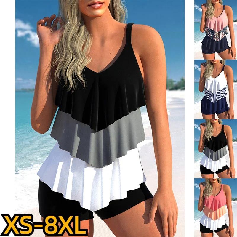 Yoxier 2024 Swimwear Summer Beach Wear Two Piece Beach Swimwear 3D Print Tankinis Swimming New Tankinis Set Women's Fashion Monokini