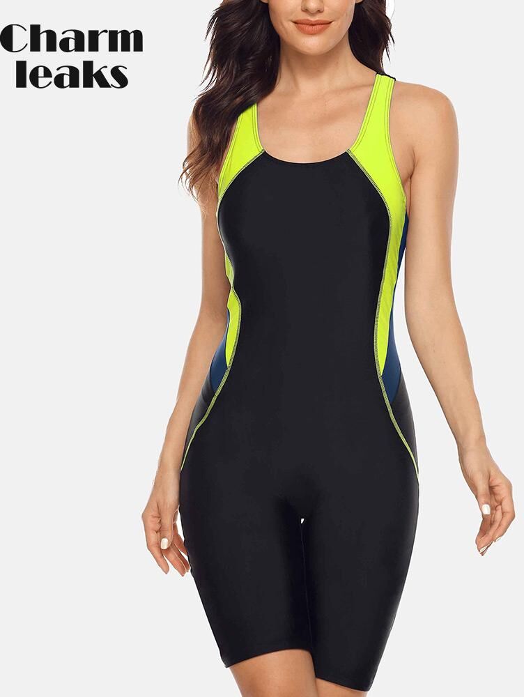 Charmleaks Women‘s One Piece Sports Swimwear Athlete Sports Swimsuit  Racerback