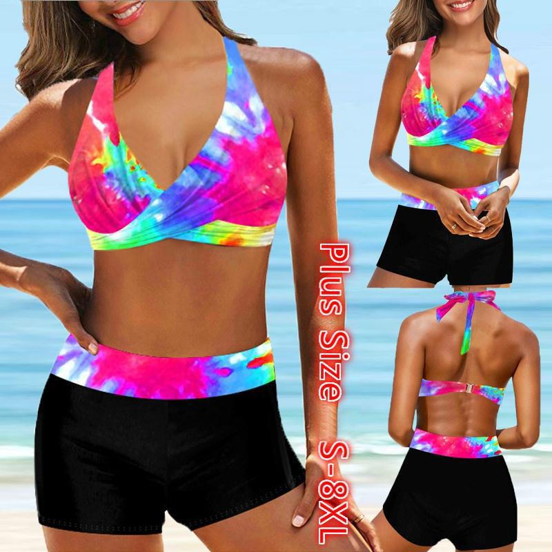 swimming suit Womens Printed Swimwear Swimsuit Bathing Suit Two Pieces Beachwear Bikini Tankini Plus Size S-8XL