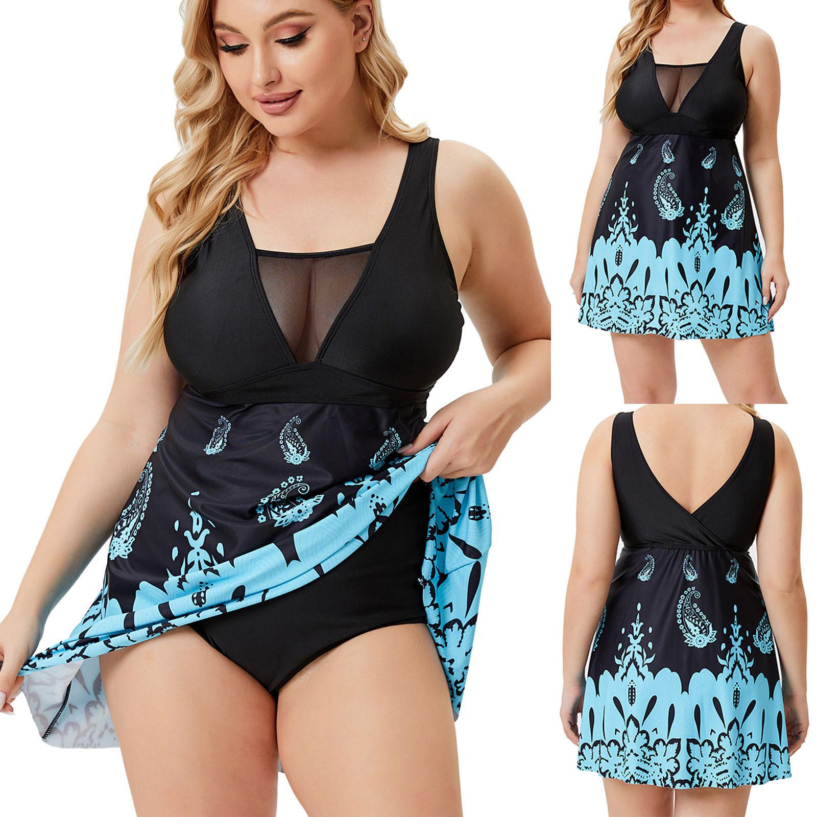 Icecool Women's Plus Size Swimsuits Ruched Tummy Control Bathing Suit Swimwear Bikini