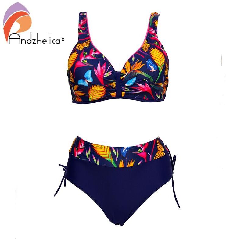 Andzhelika Bikini Floral High-Waisted Bikinis Set Swimsuit Sexy Women's Push Up Two Piece Plus Size Swimwear Summer Bathing Suits