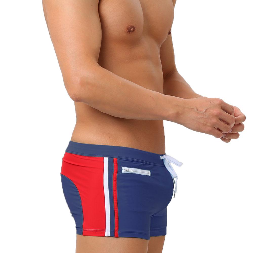 UXH Fashion Men Swim Trunks Front Pocket Fit Sexy Swimwear Beach Wear Tanning Surfing