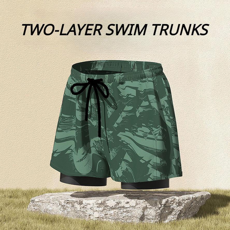 Tringa Men's 5inch Swim Trunks with Compression Liner 2-in-1 Swimming Shorts Stretch Quick Dry Breathable Beach Shorts for Men Swimsuit Bathing Suit Swimwear