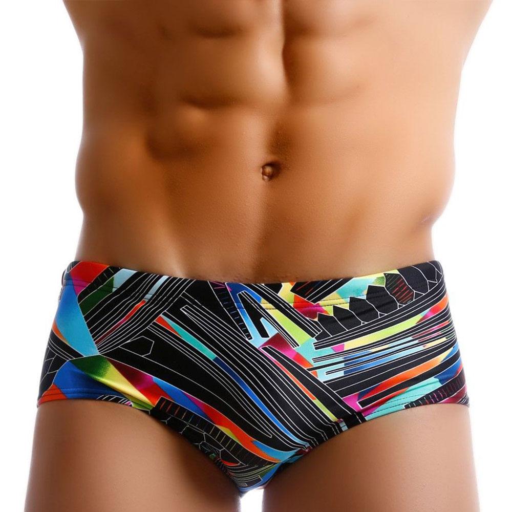 UXH Fashion Men's Swim Brief Fashion Print Bikini Shorts with Removeable Pad Swimwear