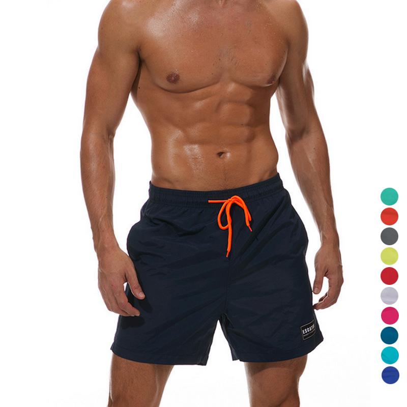 PJ78HG Summer Men Beach Shorts Male Big Size Pure Color Trunks Running Sports Surfing Swimwear Pants
