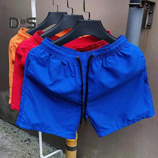 DYS Men Clothing Summer Men Swimwear Beach Shorts Solid Color Elastic Waist Quick-drying Breathable Shorts Trunks Swimming Pants