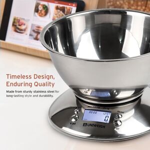 91340802MA8PFML34B Digital Kitchen Scale High Accuracy 11lb/5kg Food Scale with Removable Bowl Room Temperature, Alarm Timer Stainless Steel Libra
