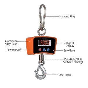 TOMTOP JMS 500kg/ 1102lbs Digital LED Hanging Scale Portable Heavy Duty Crane Scale 1500mAh Rechargeable