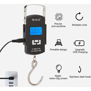 TOMTOP JMS WeiHeng WH-A25 Rechargeable Portable Electronic Scale LCD Display Luggage Scale Multi-unit