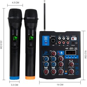 TOMTOP JMS Professional Audio Mixer With Dual Wireless Microphone, Sound Board Console System Interface 4