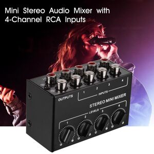 TOMTOP JMS Mini Stereo Audio Mixer with 4-Channel RCA Inputs Separate Volume Controls
