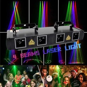 XuYiEC Strobe DJ Bar Disco Effect Light 60W LED 4 Beam Laser Light RGBY Projector Stage Lighting