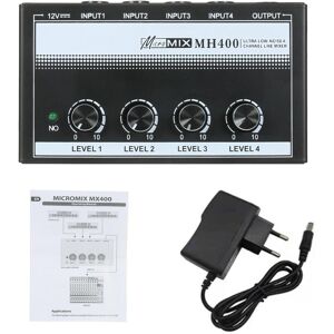 TOMTOP JMS MH400 Ultra Low-Noise 4-Channel Line Mixer Mini Audio Mixer with 1/4-inch TS Inputs & Output Volume