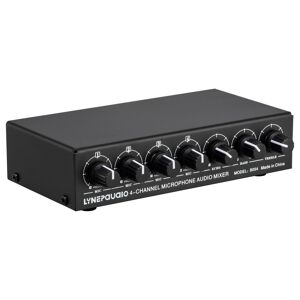 TOMTOP JMS LYNEPAUAIO 4-Channel Microphone Mixer Support Stereo Output Mini Audio Mixer with Reverb Treble and
