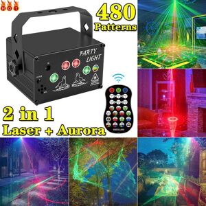 XuYiEC Upgrade 2 In 1 Laser + Aurora Light 480 Patterns Laser Stage Light RGB LED USB Projector Party KTV DJ Disco Lamp