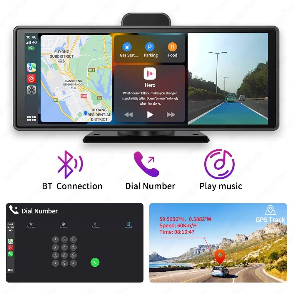 SDS002 10.26" 4K Dash Cam ADAS Wireless CarPlay Android Auto Car DVR 5G WiFi GPS Navigation Rearview Camera Dashboard Video Recorder"