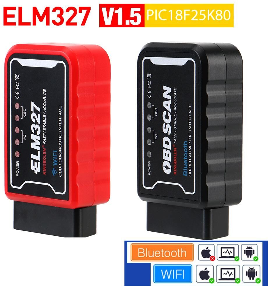 AINYSZIN Automotive Parts Repair Accessories OBDII Diagnostic Tool ELM 327 V 1.5 ICAR2 OBDSCAN For Android/IOS Scanner Code Reader ELM327 WiFi/Bluetooth V1.5 PIC18F25K80 Chip