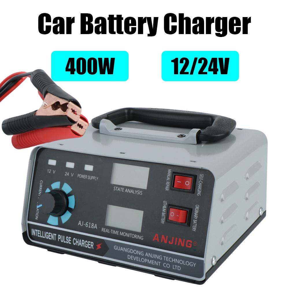 LEEPEE Automotive Parts Automatic Battery-chargers EU/US Plug 12V/24V Five-Stage Power Puls Repair Chargers 400W Digital LCD Display Wet Dry Lead Acid