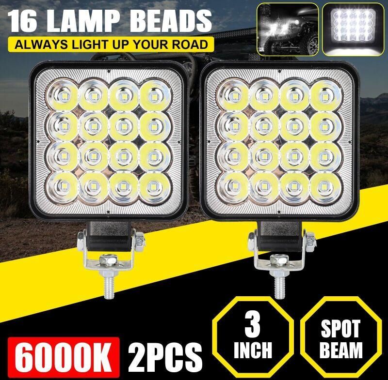 Smart Jerry 2pcs 3-Inch 48w Led Work Light Bar Spotlight Fog Lamp 6000k Driving Warning Light For Truck Suv Atv 4wd