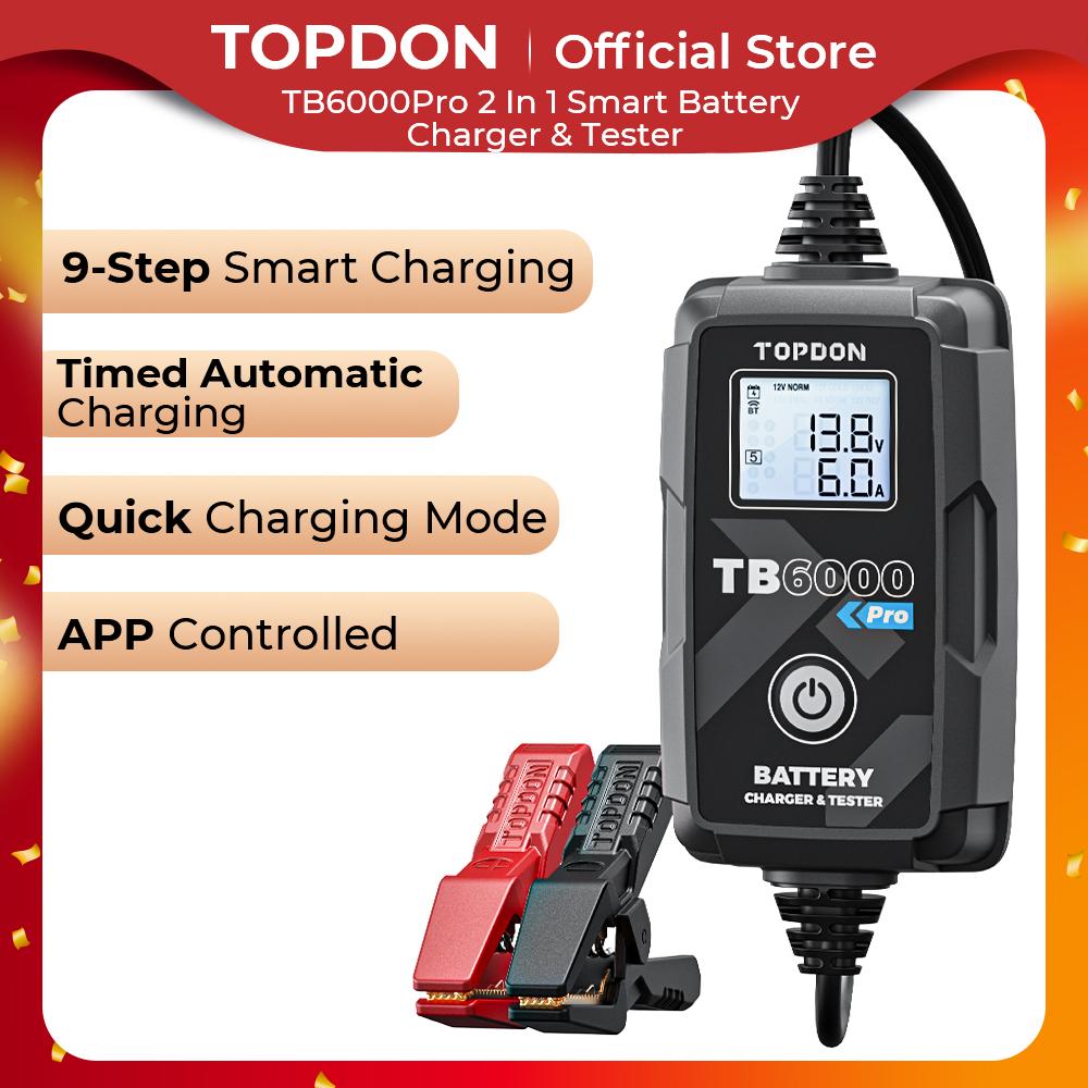 91460000MABYJYNK4W TOPDON New Arrival TB6000 Pro Portable 5-240Ah 6V 12V DIY Lead Acid Lithium Automotive Car Battery Charger and Tester