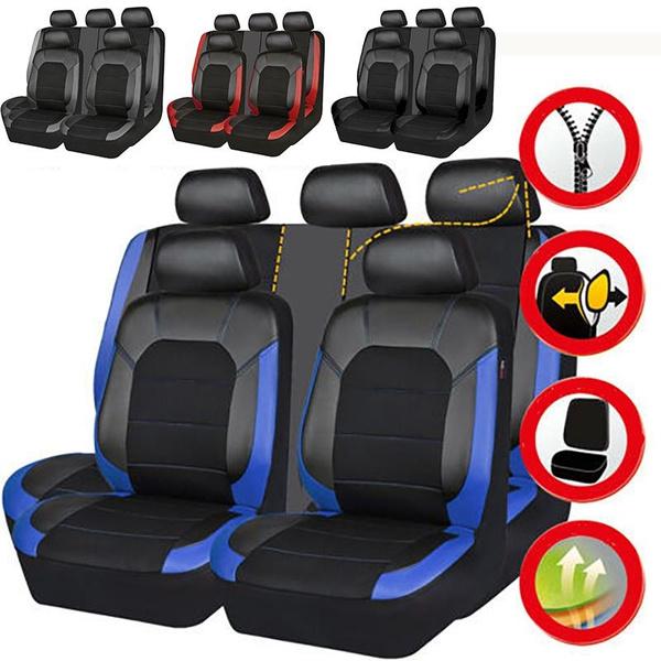 Mask Off Luxury PU Leather Auto Universal Car Seat Covers Interior Accessories Full Set Black Car Seat Cushion Covers Automotive Seat Protector Covers 2/4/9PCS