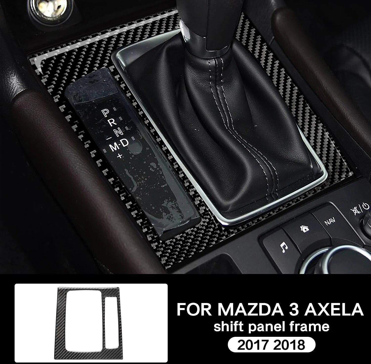 91341202MA8PN8MK5A Carbon Fiber Car Console Gear Shift Panel Frame Cover Moulding Trim For Mazda 3 Axela 2017 2018 Accesorios Para Vehículos