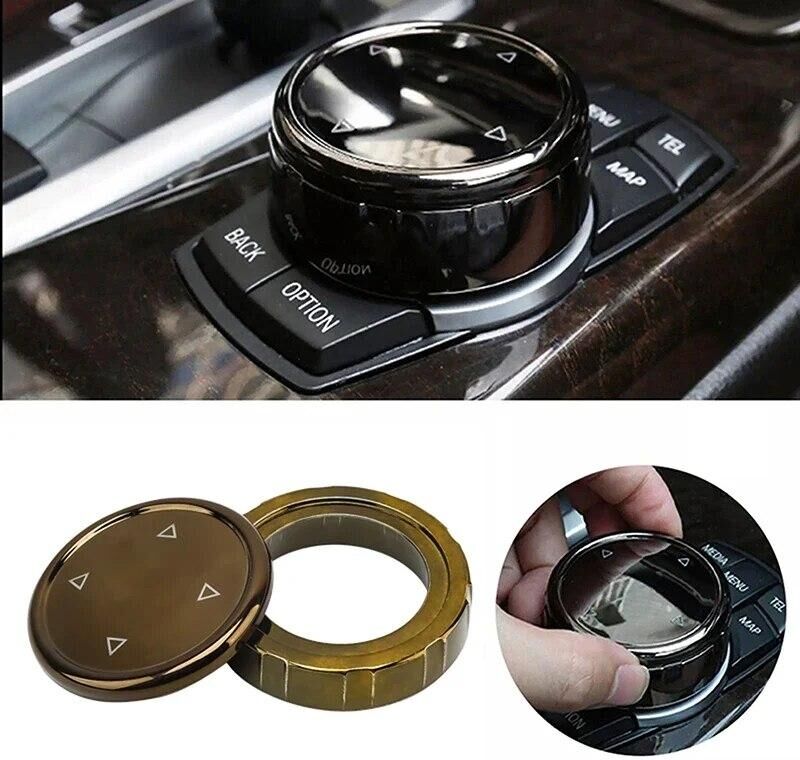 AUTO Accessories World For BMW F10 F20 F30 Multi Media Knob Cover Trim Black Button ABS Plastic Black Ceramic-like black Car Stickers Car Accessories