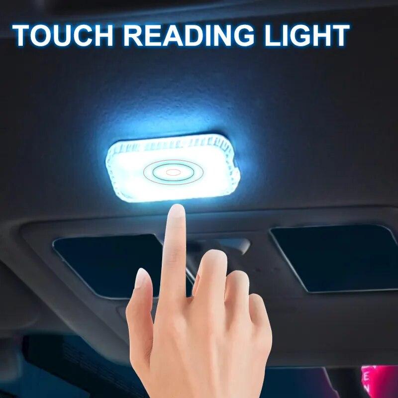 Happypilot LED Touch Light Mini Wireless Car Interior Lighting Auto Roof Ceiling Reading Lamp USB Charging Automobile Atmosphere Lamp