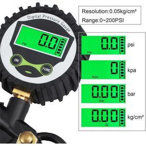 LEEPEE Automotive Parts EU Tire Air Pressure Inflator Gauge Inflation Monitoring Manometer 200 PSI LCD Display LED Backlight For Car Motorcycle