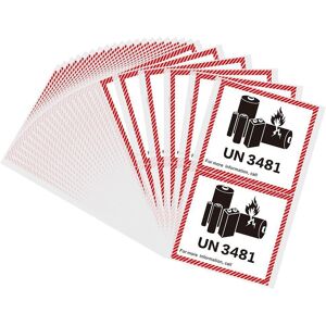 Guomu Red Transport Lithium Battery Label 4.7 "x 4.3" Transport Caution Adhesive Stickers  Office