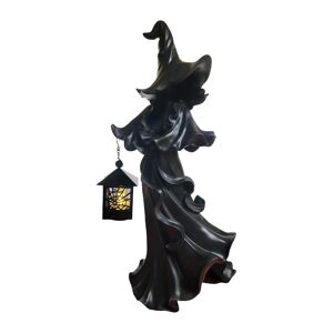 chuanglanYZ Resin Witch Lantern Ornament With LED Lantern Witch Statues Ghoul Ghost  Garden Yard