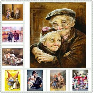 huacan Diamond full diamond embroidery DIY diamond painting cross stitch crystal round Old couple picture