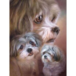 FIYO Lovely Puppy Family Diamond Embroidery Crystal Diamond Painting Cross Stitch Round Print Picture