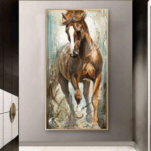 DIMENGQI Brown Running Horse Animal Wall Art Oil Painting On Canvas Poster And Prints Picture For Modern Living Room Decoration Cuadros