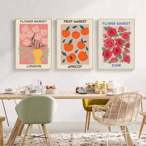 Morii Painting House Vintage Wall Art Canvas Painting Flower Market Cherry London Tokyo Nordic Posters and Prints Wall Pictures for Living Room Decor