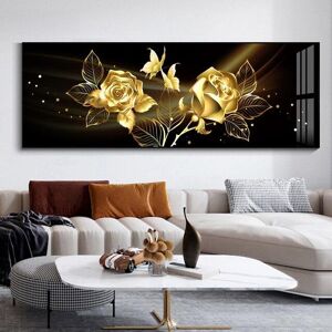 Cancer Art Museum Abstract Black Golden Rose Flower Butterfly Canvas Painting Modern Posters and Prints for Living Room Home Wall Decor No Frame