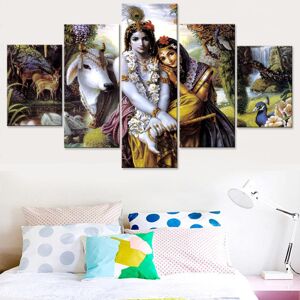 Redamancy Gallery 5 Piece Wall Art Canvas Painting Character Poster  Indian Women Modern Home For Decoration Pictures Living Room Modular