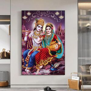 Fairy Art Gallery India Religion Lord Radha Krishna Canvas Painting Poster and Print Wall Art Pictures for Living Room Home Wall Decoration Cuadro