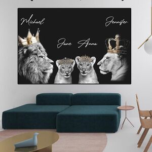 Milky Way Art Gallery Lion Family Crown Print Canvas Painting Gallery Grade Wall Decor Posters Abstract Animal Autograph Black and White Pictures Gift