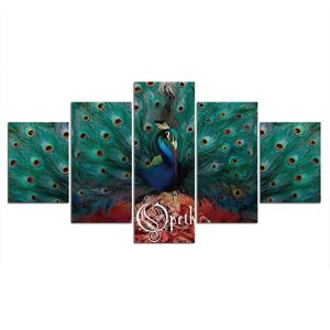 Murmure decorative paintings 5Pcs Peacock Bird Feather Decor Pictures Paintings Art Poster No Framed 5 Panel Room Decor Modern Abstract Canvas HD Print