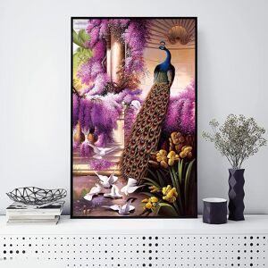 Sticker House Frameless Animal Art Poster Beautiful Peacock And White Doves Canvas Painting Wall Art Bedroom Aesthetic Poster